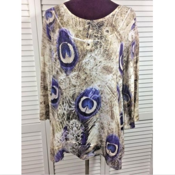 new directions Tops - New Directions ND Womens Embellished Peacock Large